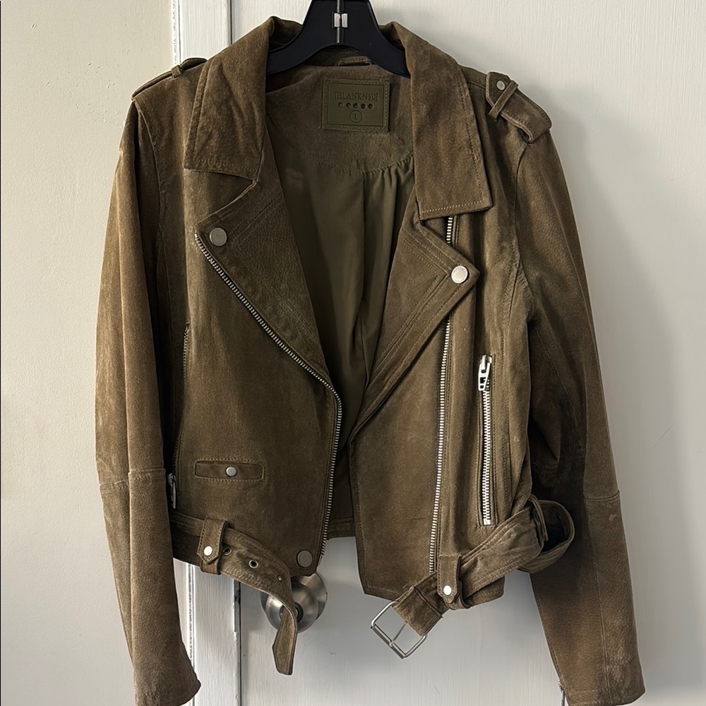 BlankNYC Suede Moss Green Motto Jacket